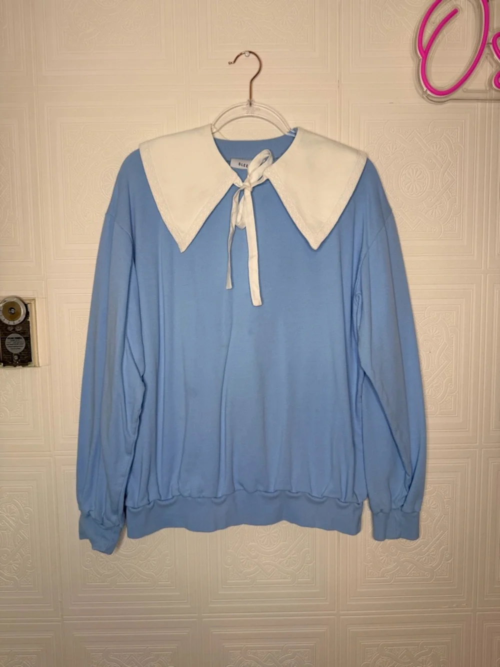 Sleeper Diana Athpleasure Sweatsuit Short Set Baby Blue White Collar XL - Picture 2 of 15